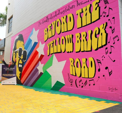 Yellow Brick Road And Elton John Mural - Accommodation NSW 0
